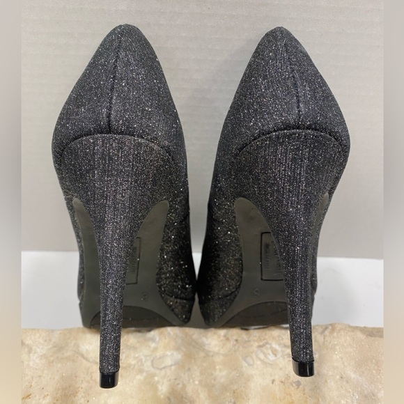 NIB Sz 8 M Fioni Night Black Shimmer Closed Toe Platform High Stiletto Pumps - Picture 10 of 15